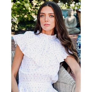 NWOT never a wallflower Primary Swiss Dot blouse, Small $189 A33